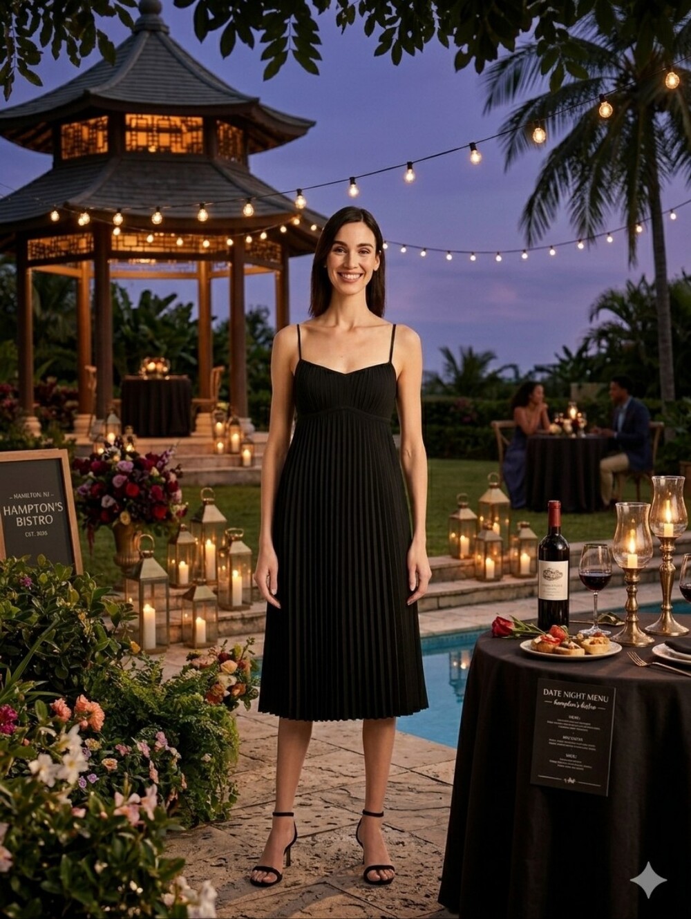 NEW DKNY Micro Pleated Bustier Midi Dress 12 Black Whimsigoth Date Night